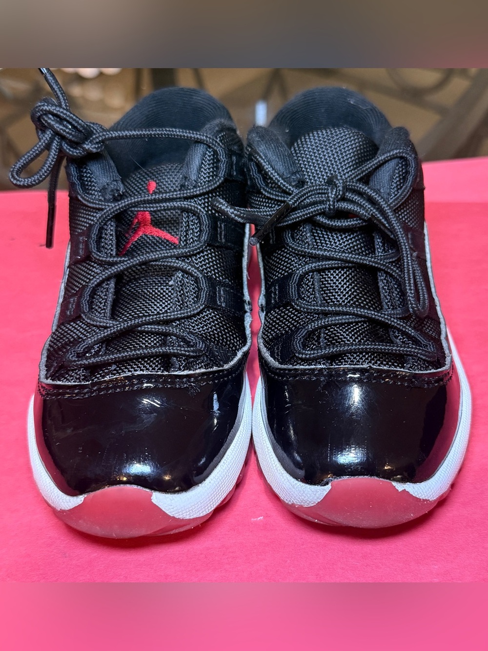 Jordan Kids Black and Red Low-Top Sneakers